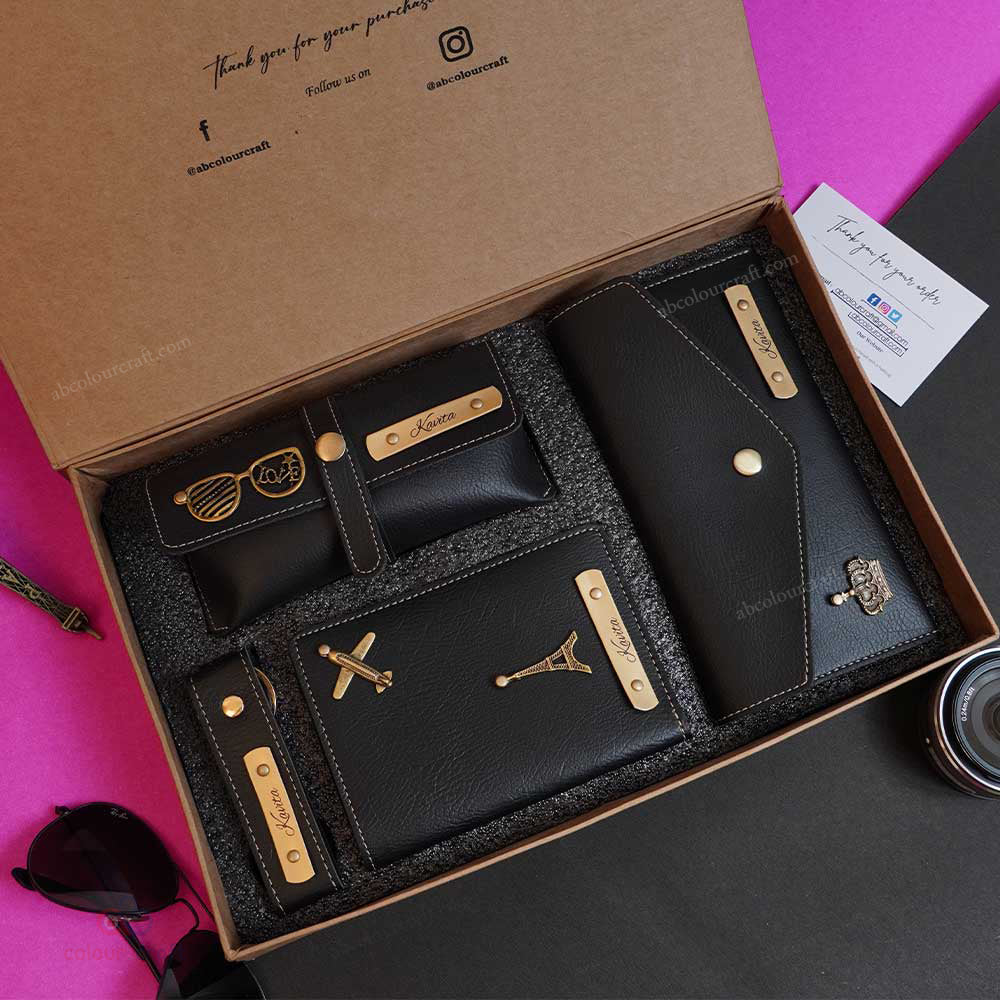 Custom Wallet Set Personalized Leather Wallets & Gift Sets | Ladies 4 in 1 Combo Set ...