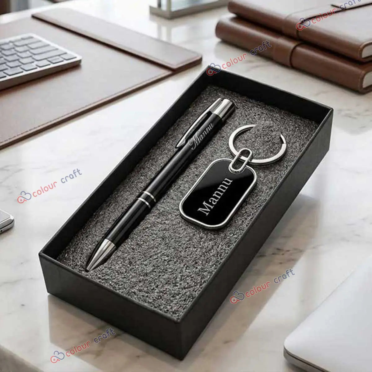 Premium Metal Ball Pen with Custom Name Keyring