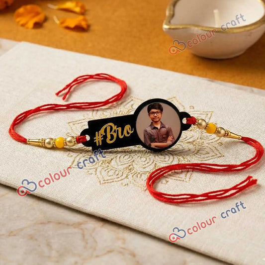 Personalized Photo Rakhi for Brother with Name Tag (#Bro)