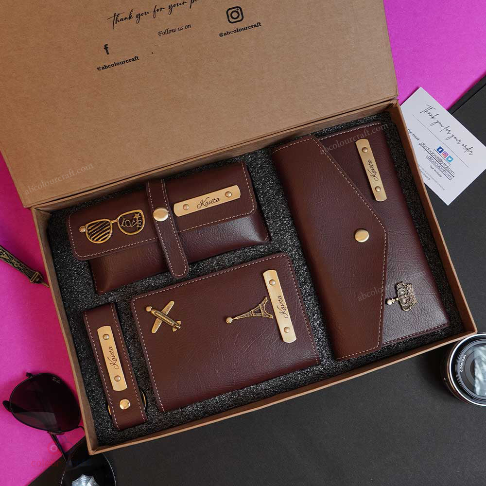 Personalized Leather Wallets & Gift Sets | Ladies 4 in 1 Combo Set