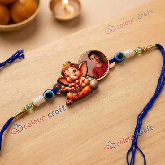 Personalized Photo Rakhi with Cute Ganesha Design