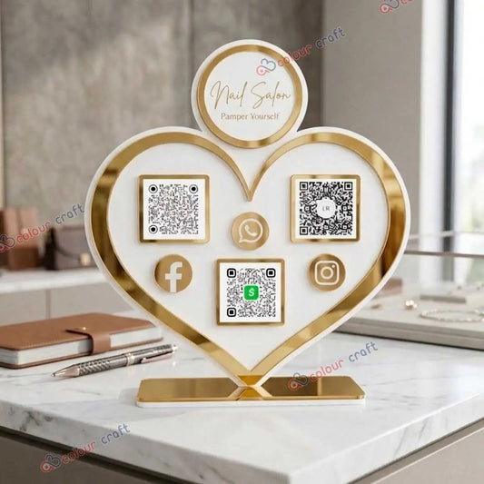 Custom Heart-Shaped Acrylic QR Code Stand