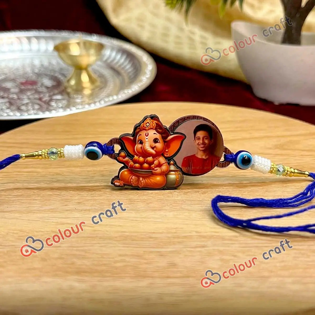 Personalized Photo Rakhi with Cute Ganesha Design