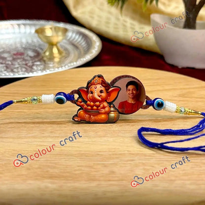 Personalized Photo Rakhi with Cute Ganesha Design