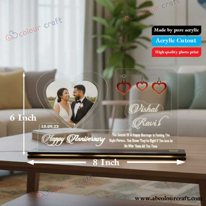Personalized Acrylic Couple Photo Frame with LED Light Base | Custom Anniversary Gift for Husband Wife