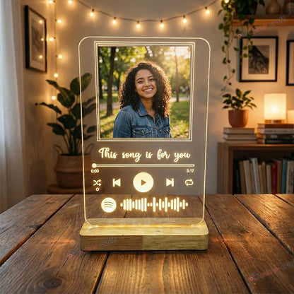 Personalized Spotify Photo LED Lamp | Custom Music Frame Night Light with Photo & Song Code