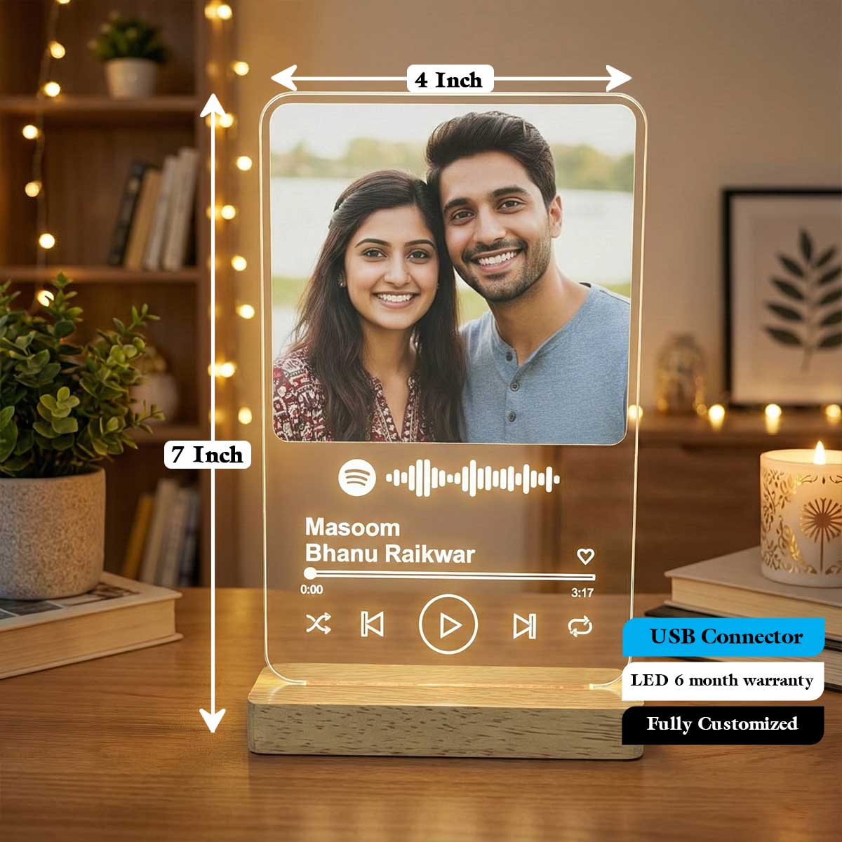Personalized Spotify Photo LED Lamp | Custom Music Frame Night Light with Photo & Song Code