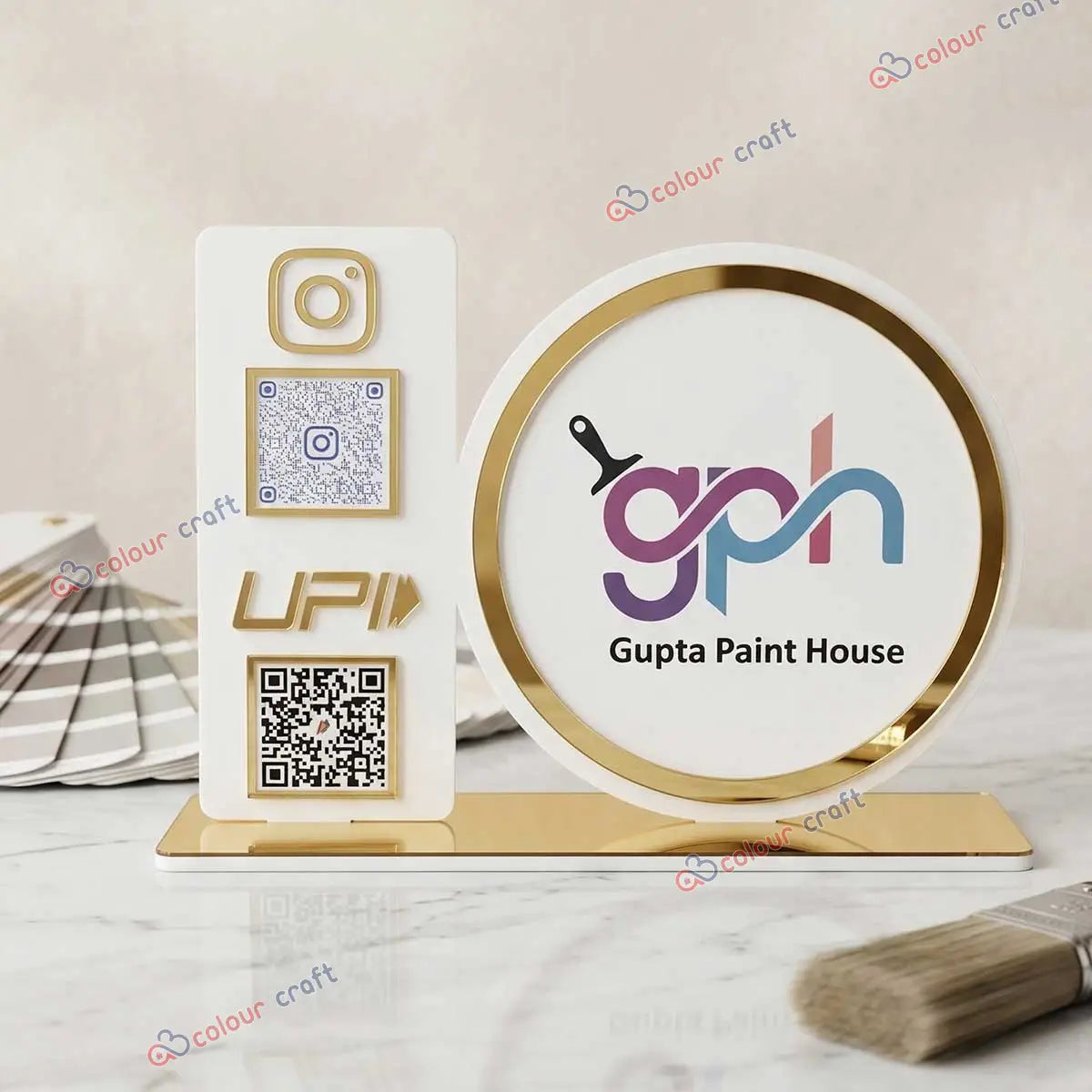 Premium Acrylic QR Code Stand with Logo | Custom Sign for Salon, Spa, Café Branding
