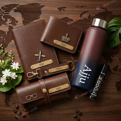 Personalized Leather Gift Set for Men | Premium Travel Gift Hamper