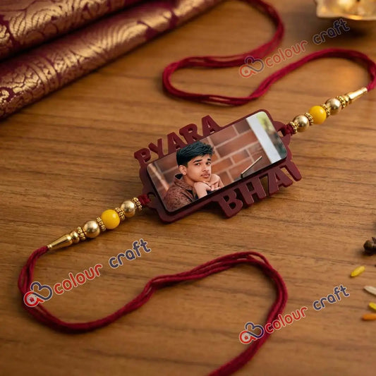 Custom Name “Pyara Bhai” Rakhi with Picture