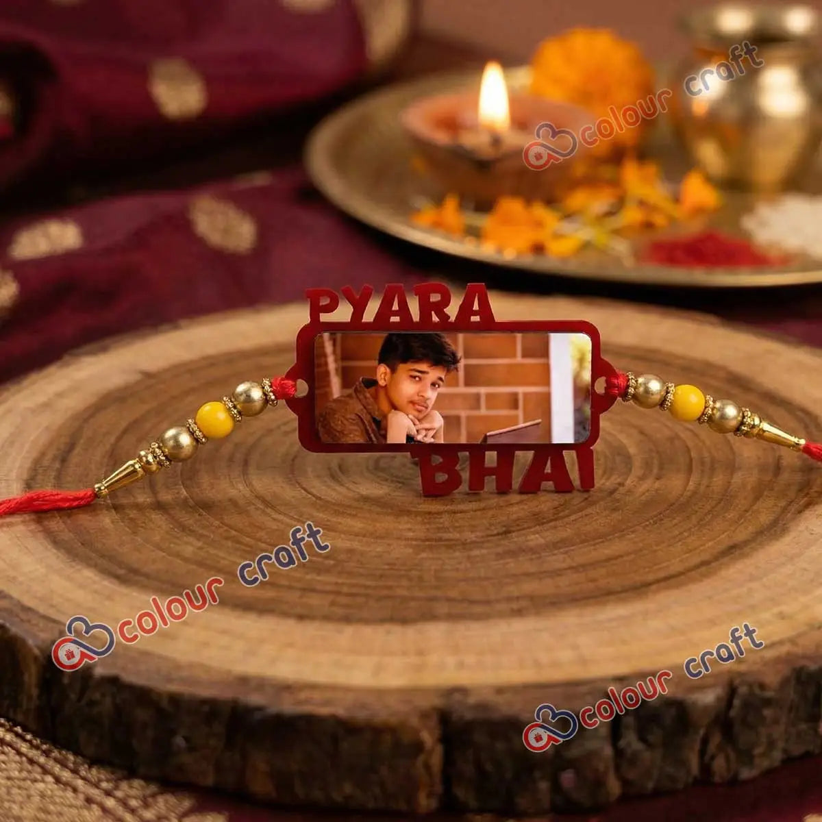 Custom Name “Pyara Bhai” Rakhi with Picture
