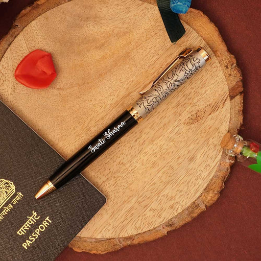 Personalized Black Zari Pen
