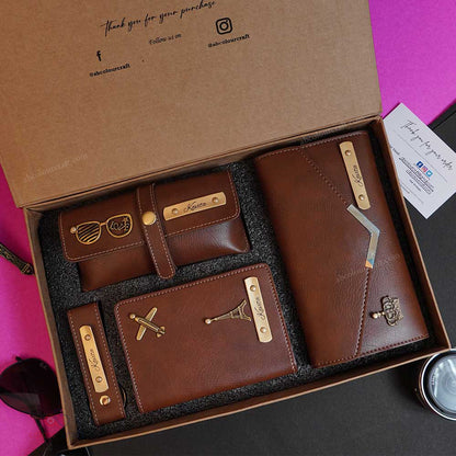 Women’s Personalized Leather Wallet Gift Set | Custom Name Engraved