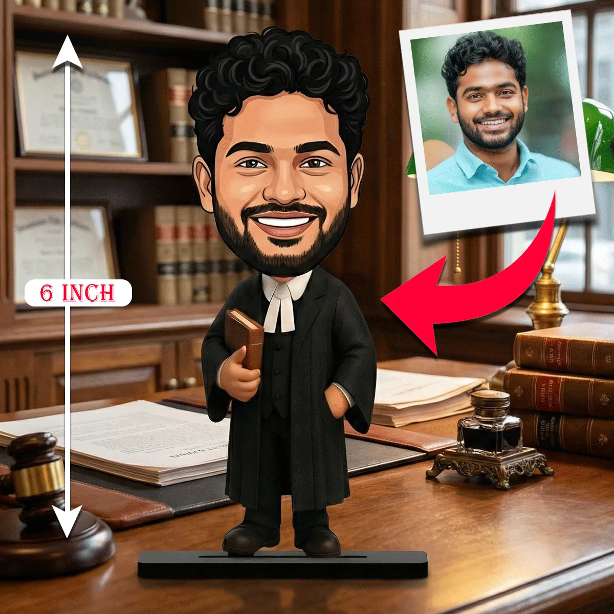 Personalized Advocate Caricature Standee / Custom Photo Gift for Advocates, Judges & Law Students