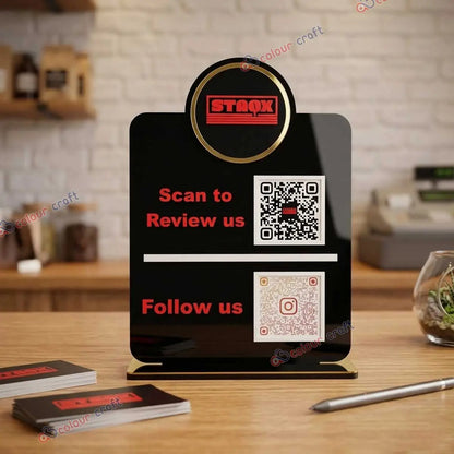 Custom Business Payment Stand | Tabletop QR Stand for Shops, Cafes & Retail