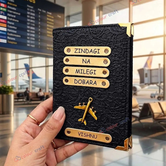 Personalized Passport Cover - Luxury Black Passport Case Gift for Him Her