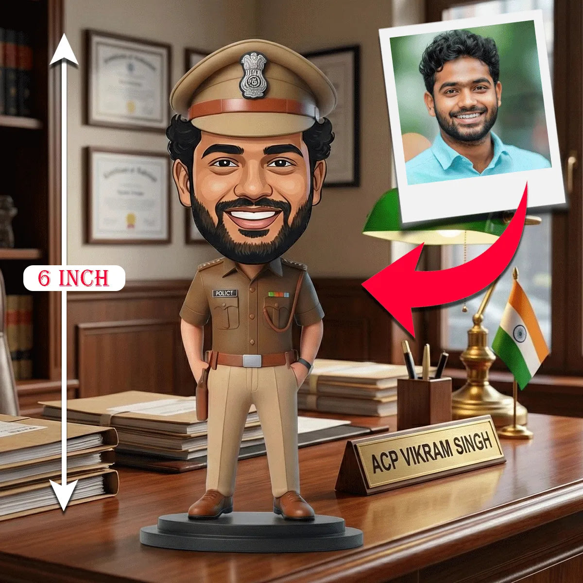 Personalized Indian Police Officer Custom Caricature