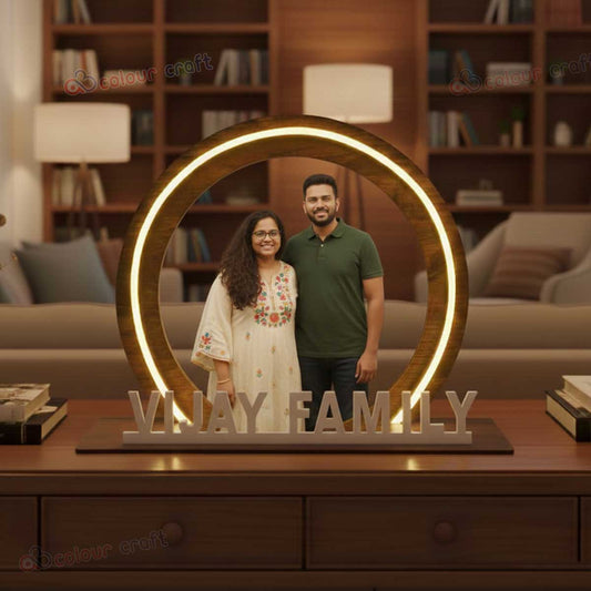 Custom Photo Frame with Name & LED Light | Modern Home Decor