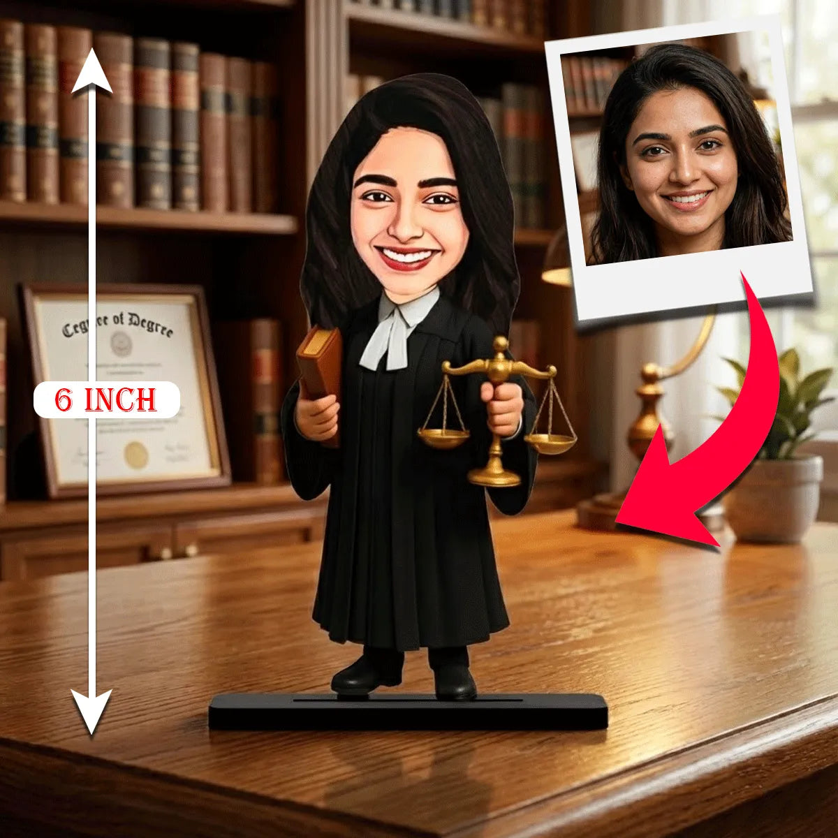 Personalized Advocate Caricature Standee / Custom Photo Gift for Advocates, Judges & Law Students