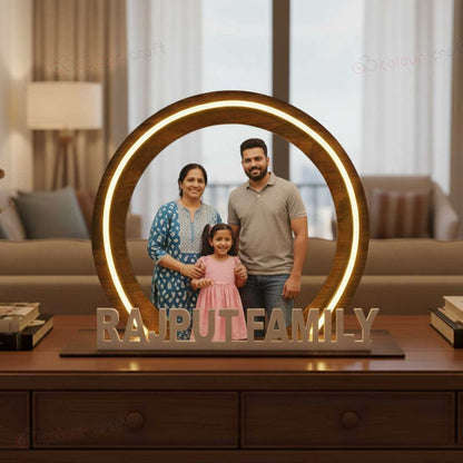 Custom Photo Frame with Name & LED Light | Modern Home Decor