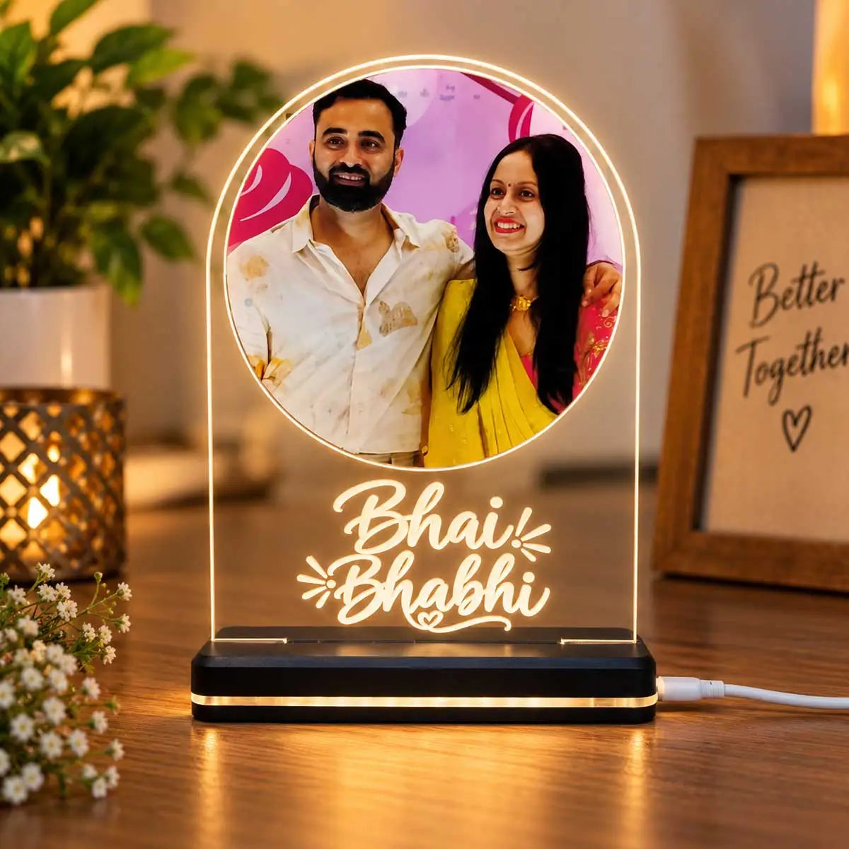 Personalized LED Photo Frame with Custom Name & Photo