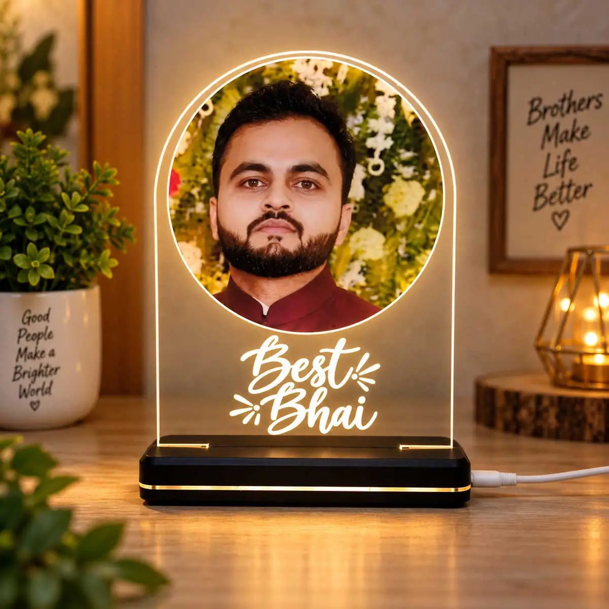 Personalized LED Photo Frame with Custom Name & Photo