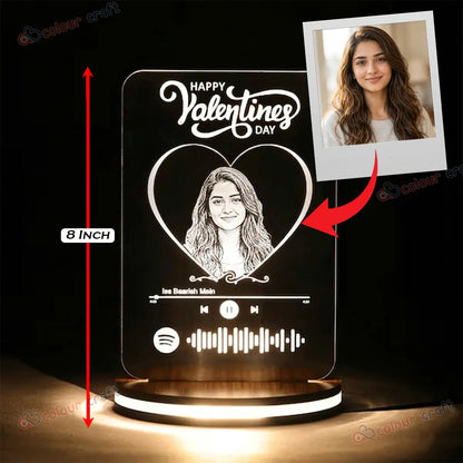 Personalized Valentine’s Day 3D Illusion Lamp - Personalized Spotify LED Night Light for Girlfriend/Boyfriend