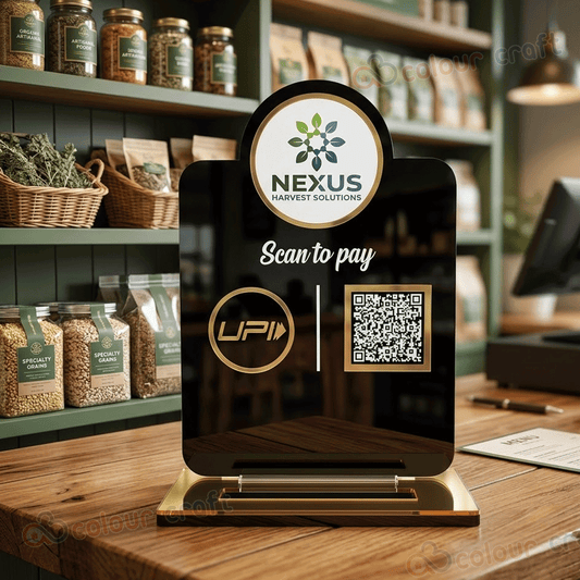 Custom Business Payment Stand | Tabletop QR Stand for Shops, Cafes & Retail