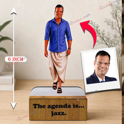 Personalized Caricature Wooden Desk Stand – Custom Mini Figure Gift