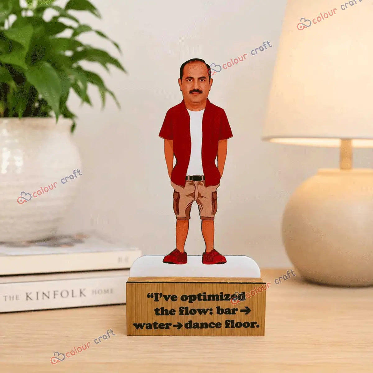 Personalized caricature wooden desk stand custom photo gift