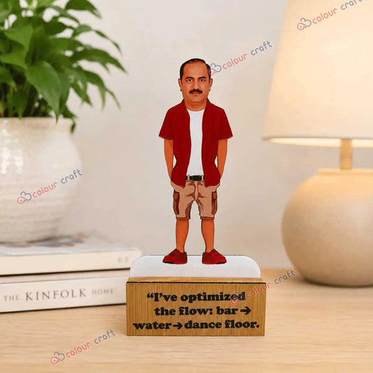 Personalized caricature wooden desk stand custom photo gift