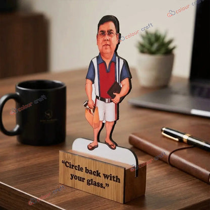 Personalized caricature desk stand with custom face and office desk decor