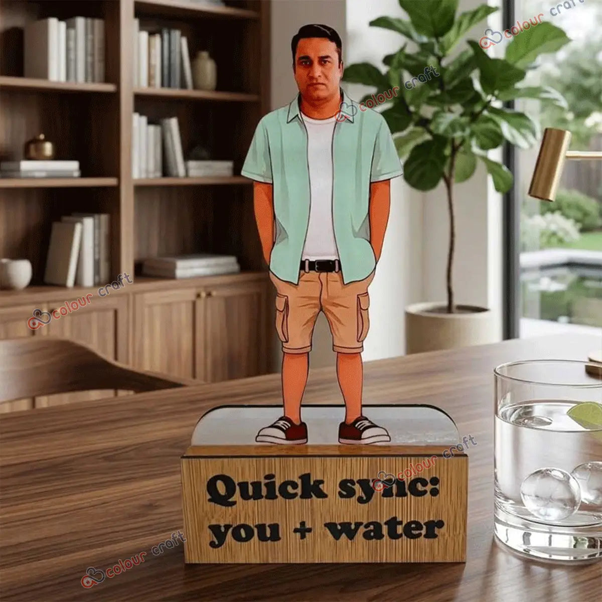 Personalized caricature wooden standee custom cartoon desk decor gift
