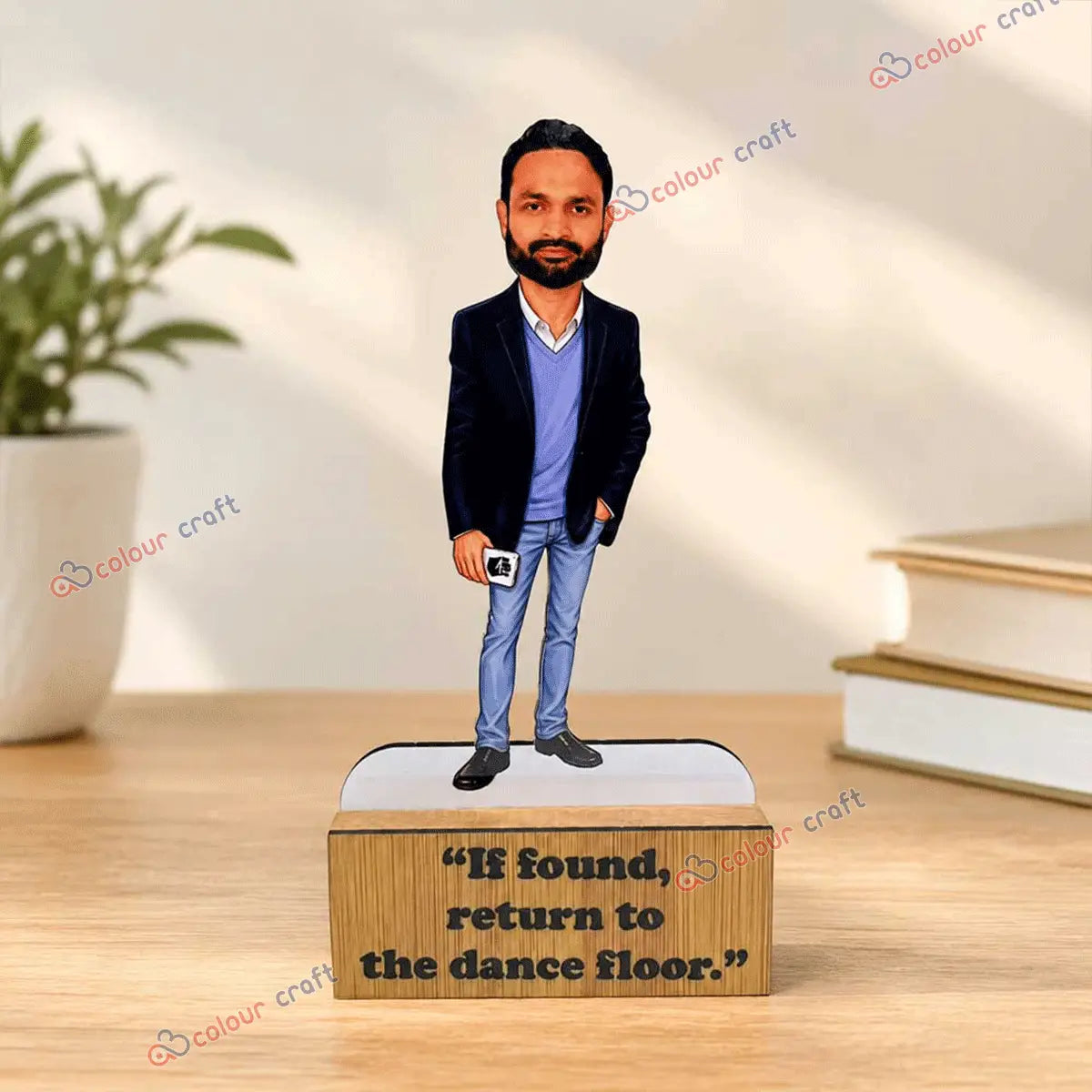 Personalized caricature wooden standee gift for men