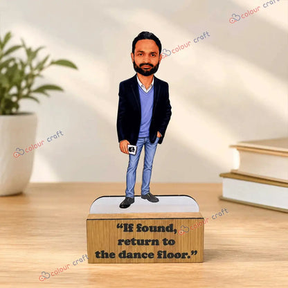 Personalized caricature wooden standee gift for men
