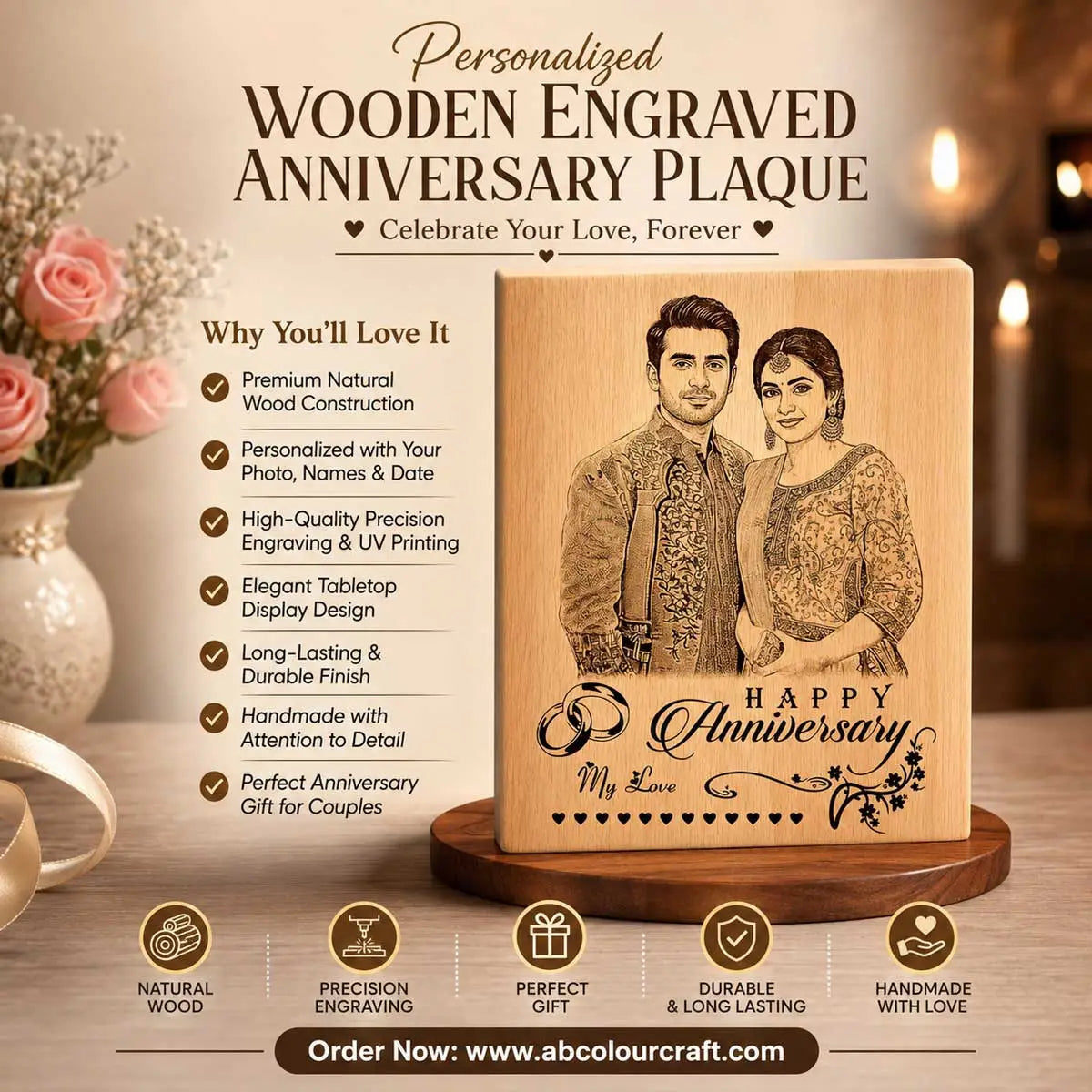 Couple Photo Wooden Plaque