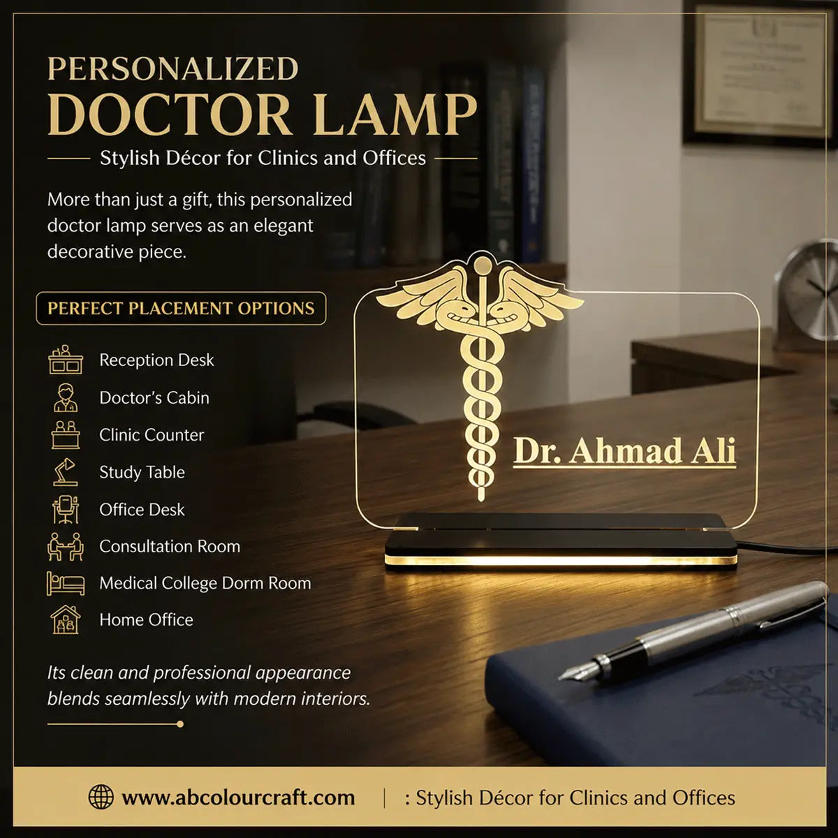Custom LED doctor desk lamp for clinic decoration