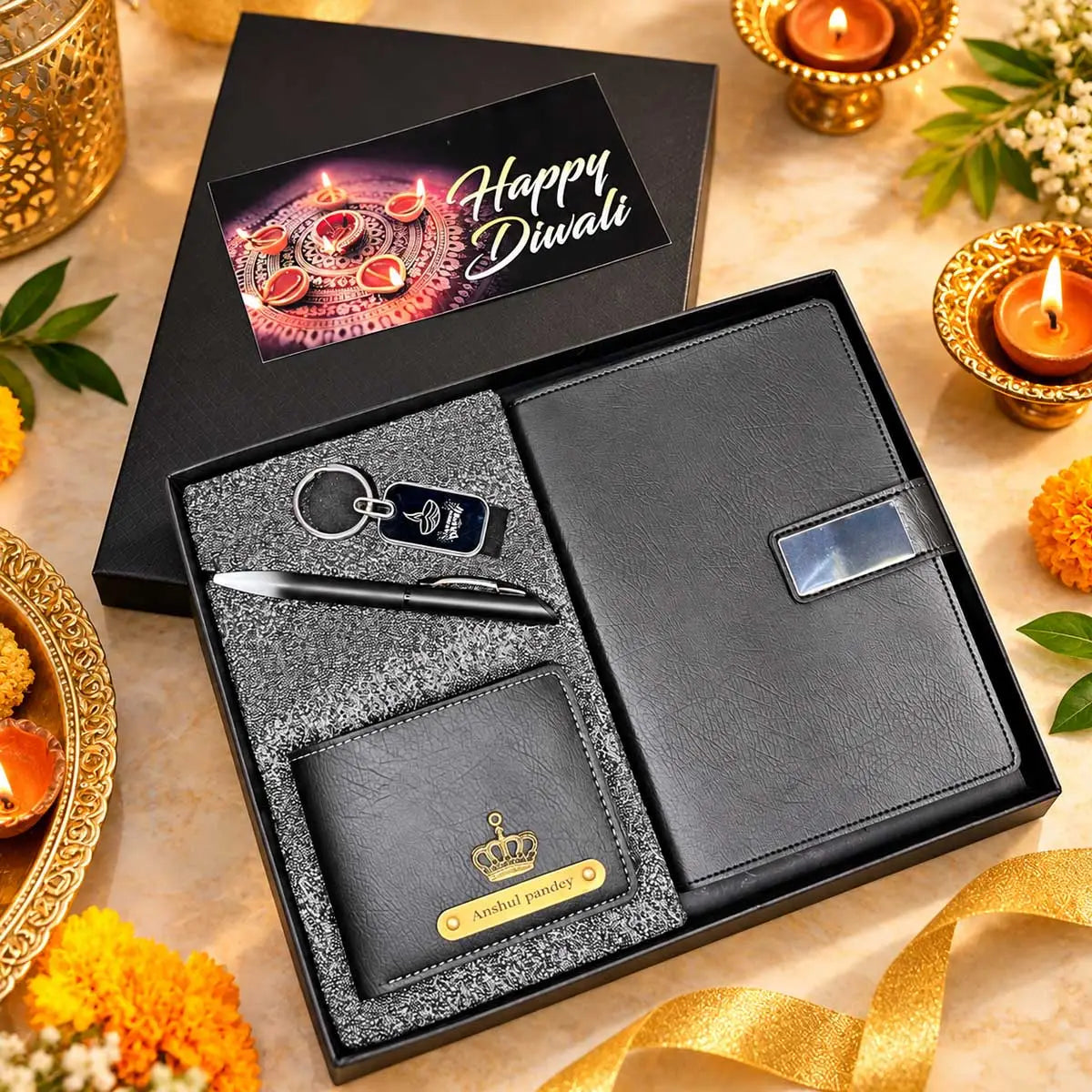 Customized corporate gift combo with personalized diary and wallet