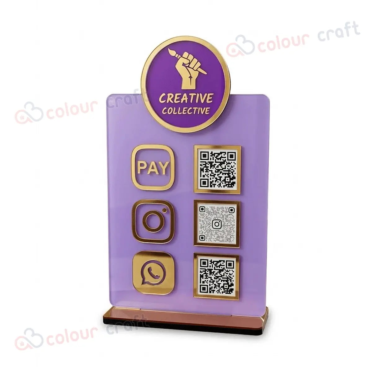 Premium Acrylic QR Code Stand with Social Media Icons | Custom UPI Payment Display