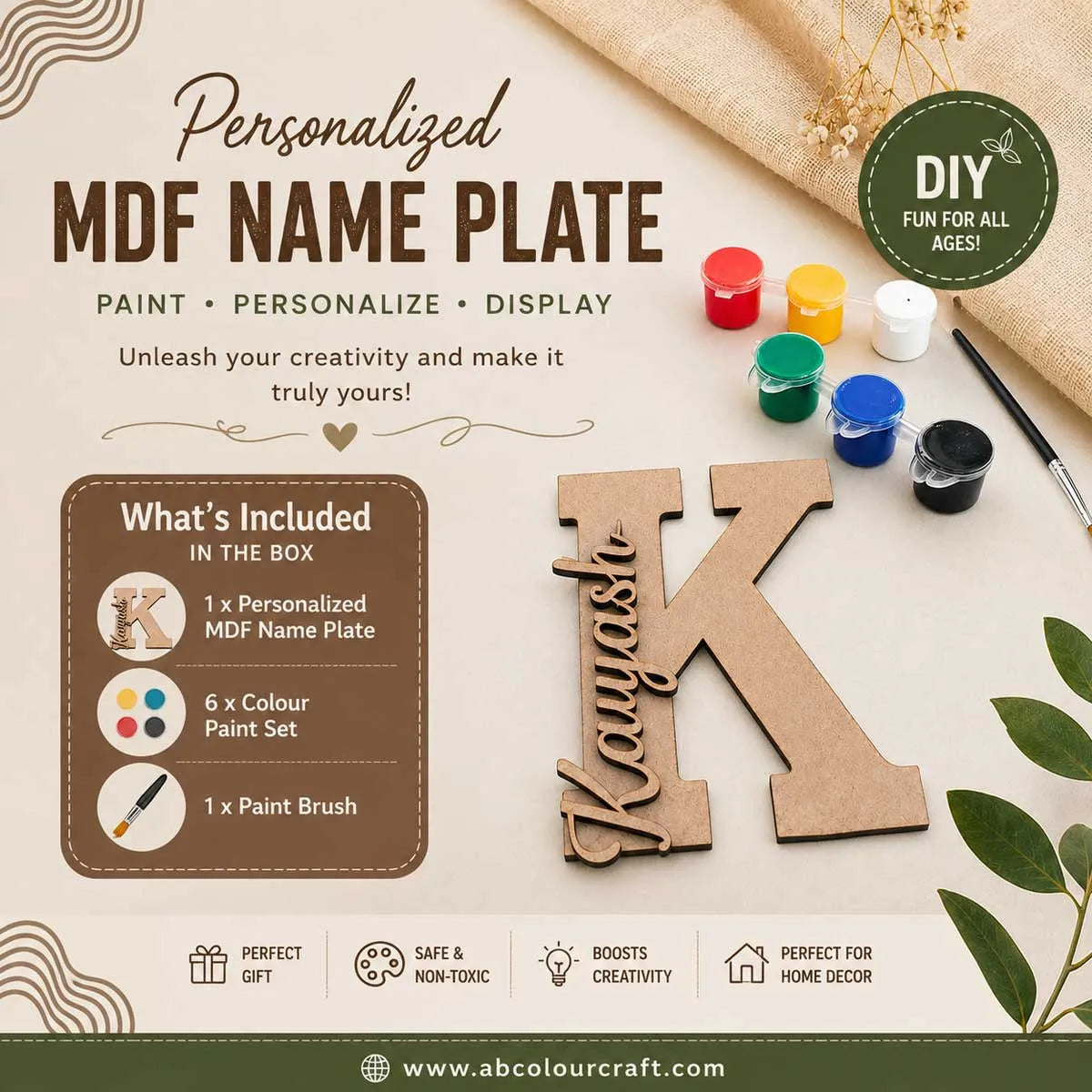 DIY Craft Kit with 6 Colour Paint Set