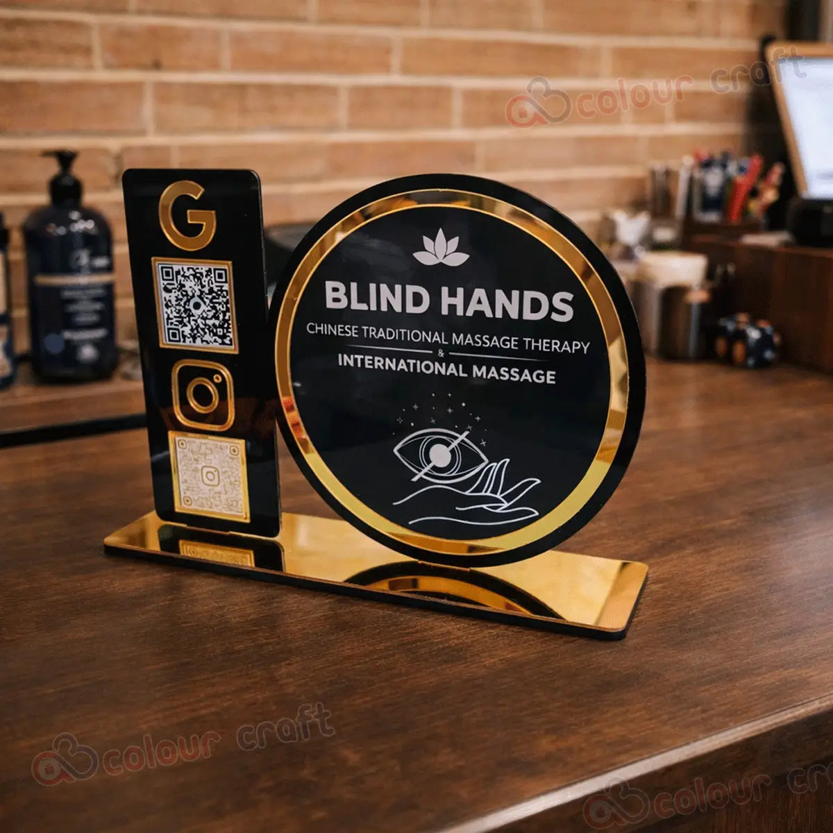 Premium Acrylic QR Code Stand with Logo | Custom Sign for Salon, Spa, Café Branding