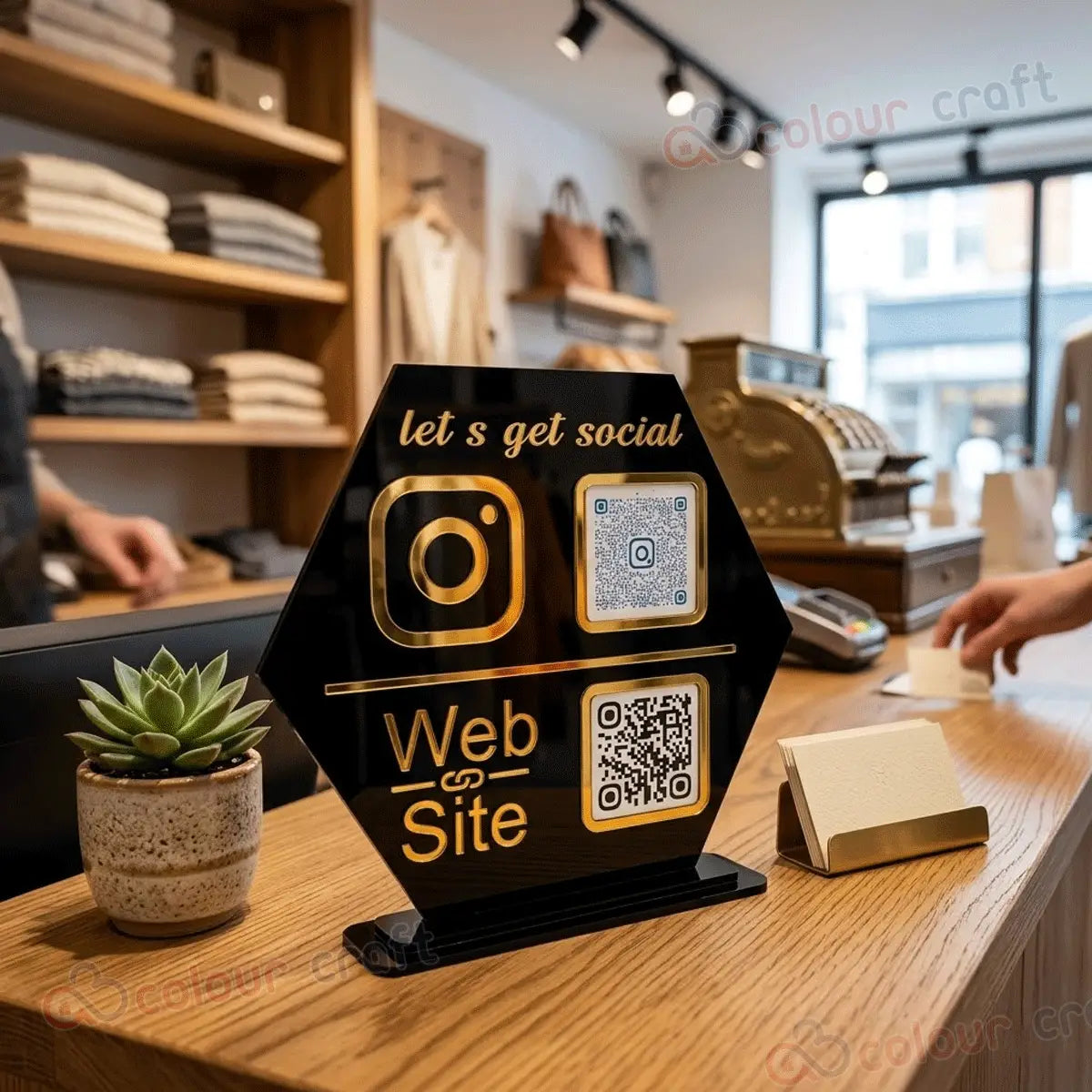 Instagram QR Code Stand for Business | Acrylic Social Media Display Sign with Custom QR Code