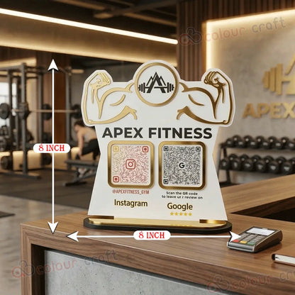 Custom Gym Google Review & Instagram QR Stand | Collect Google Reviews & Instagram Followers