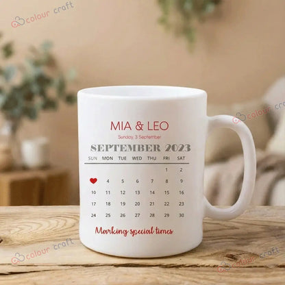 Personalized Photo Calendar Mug – Mark Your Special Date! Custom Anniversary & Wedding Gift for Couples