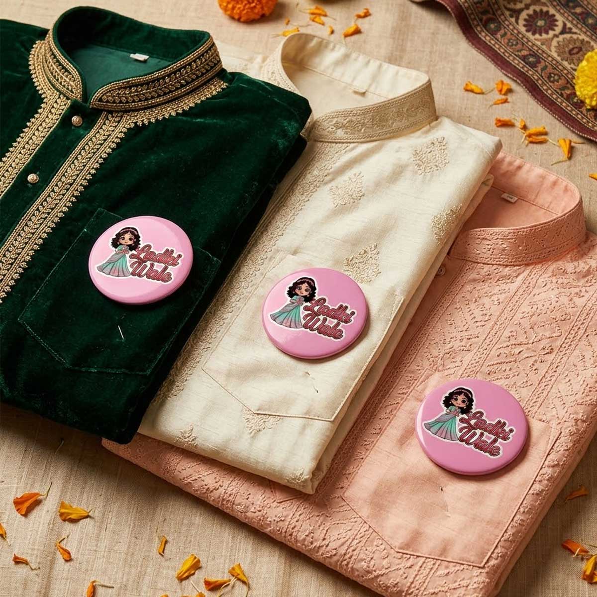 Bride Side Pin Badge for Wedding Functions / Ladki Wale Wedding Badge
