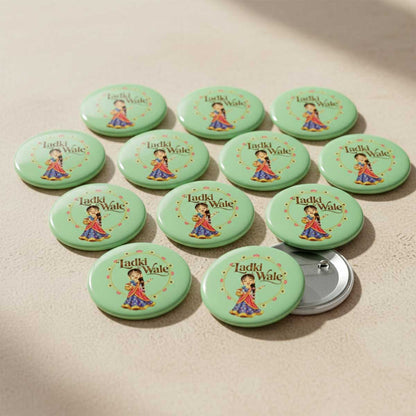 Ladki Wale Wedding Badge / Premium Round Brooch Badge