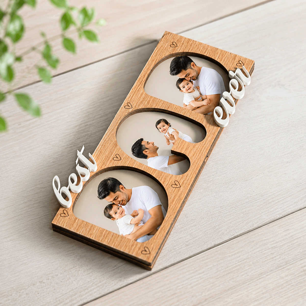 Personalised Best Dad Ever Photo Frame Magnet with custom photos
