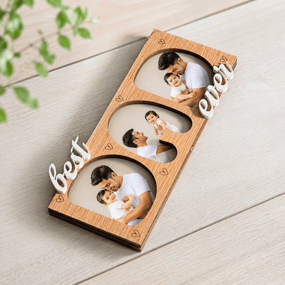 Personalised Best Dad Ever Photo Frame Magnet with custom photos

