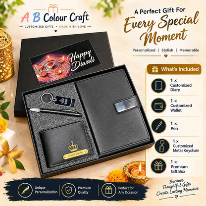 Personalized Diary, Wallet, Pen & Metal Keychain