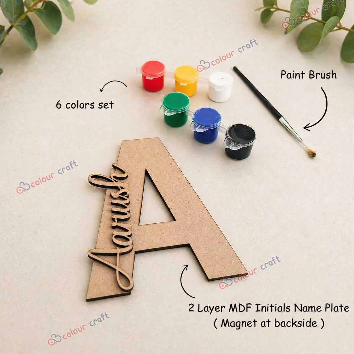 Personalized MDF Name Plate DIY Painting Kit for Kids